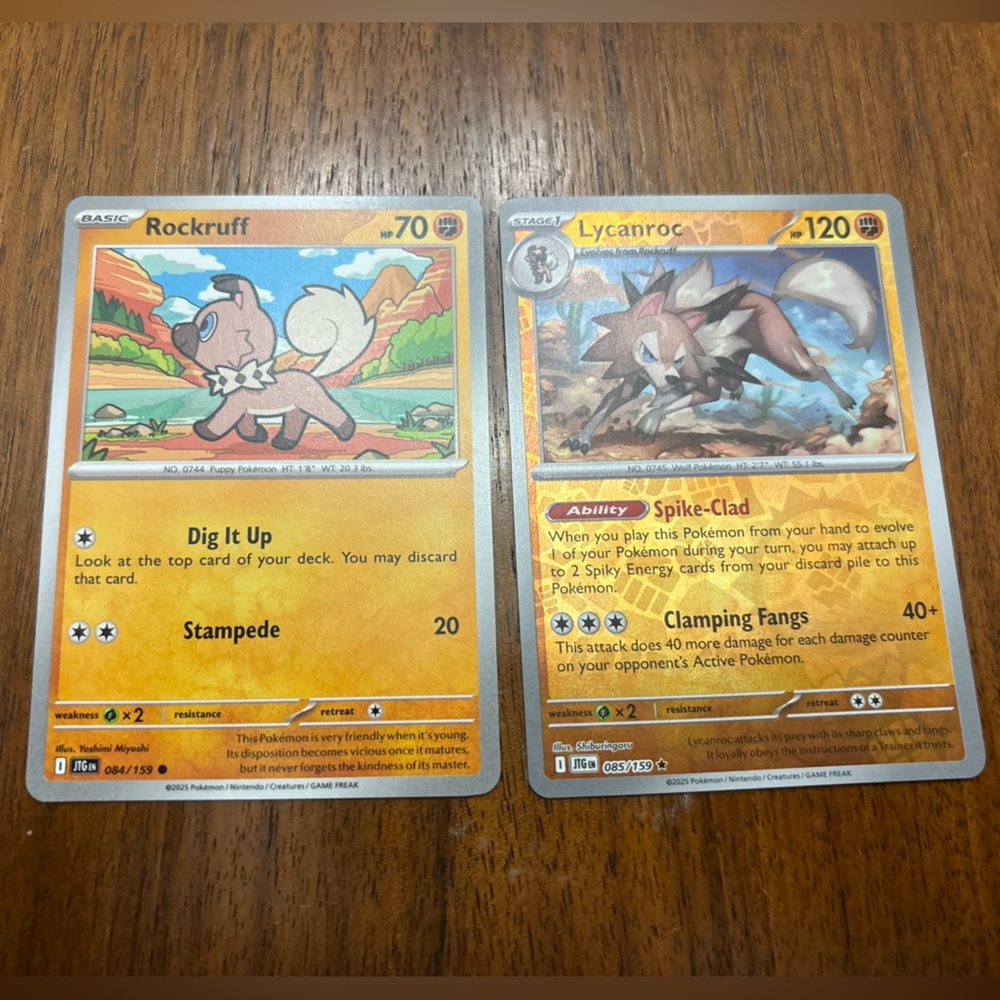 Pokémon TCG Rockruff 084/159 Lycanroc Reverse Holo 085/159 NM